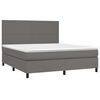 vidaXL Boxspring met matras en LED kunstleer grijs 160x200 cm
