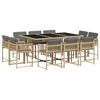 vidaXL 11-delige Tuinset met kussens poly rattan gemengd beige