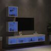 vidaXL 5-delige Tv-wandmeubelset met LED-verlichting bewerkt hout wit