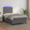 vidaXL Boxspring met matras en LED kunstleer grijs 120x190 cm