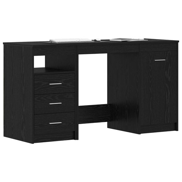 vidaXL Bureau met lade 2 pcs Zwart Eiken 140 x 50 x 76 cm Bewerkt hout