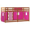 vidaXL Stapelbed met gordijnen 75x190 cm grenenhout roze