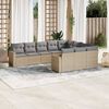 vidaXL 10-delige Loungeset met kussens poly rattan beige