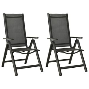 vidaXL Opklapbare stoelen, 2 stuks, van textiel en aluminium, zwart.
