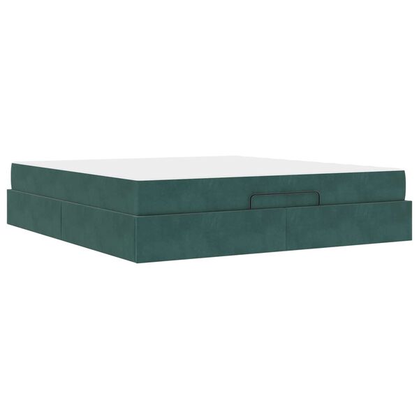 vidaXL Bedframe met matras met matras 2 pcs Groen Fluweel