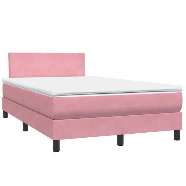 vidaXL Boxspring met matras fluweel roze 120x220 cm