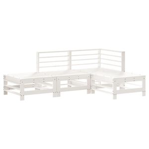 vidaXL 4-delige Loungeset massief grenenhout wit