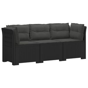 vidaXL 3-zits tuinbank met kussens in rattanlook PP Antraciet