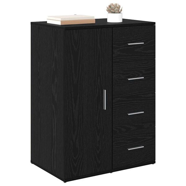 vidaXL Dressoir met lade Zwart Eiken 59 x 39 x 80 cm Bewerkt hout