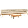 vidaXL 4-delige Loungeset pallet met kussens massief acaciahout