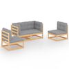 vidaXL 4-delige Loungeset met kussens massief grenenhout