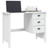 vidaXL Bureau met lades Hill Wit 100 x 45 x 74 cm Massief grenenhout