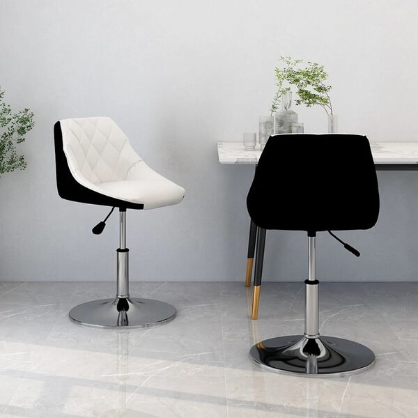 vidaXL Eetkamerstoelen draaibaar 2 st kunstleer wit en zwart