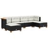 vidaXL 6-delige Loungeset met kussens poly rattan zwart