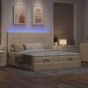 vidaXL Ottoman bed met matrassen en LED's 200x200cm stof cr&egrave;mekleurig