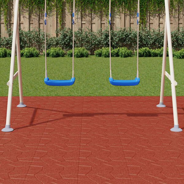 vidaXL Stapsteen 6 pcs Rood 40,5 x 40,5 x 2 cm Rubber