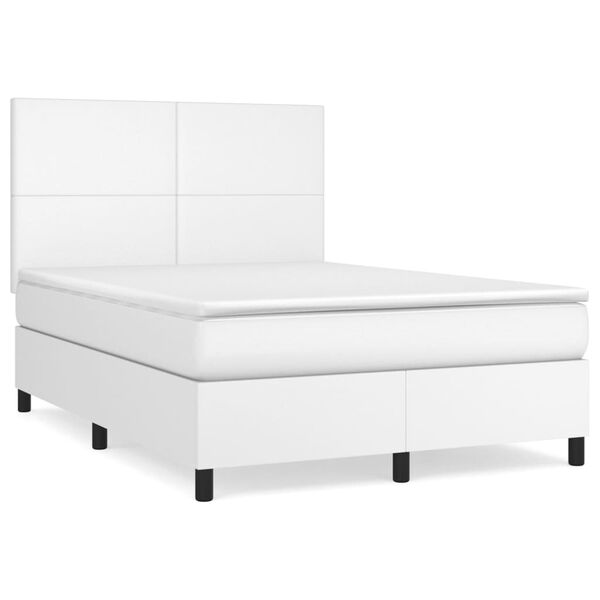 vidaXL Boxspring met matras kunstleer wit 140x200 cm