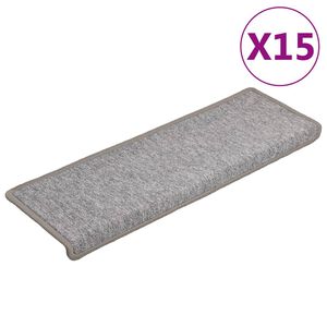 vidaXL Trapmatten 15 st 65x21x4 cm lichtgrijs met rechthoekige rand