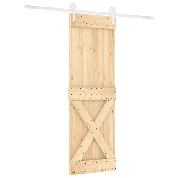 vidaXL Schuifdeur met beslag 80x210 cm massief grenenhout