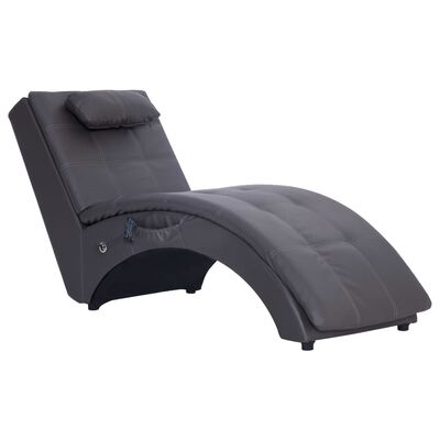 vidaXL Massage chaise longue met kussen kunstleer grijs