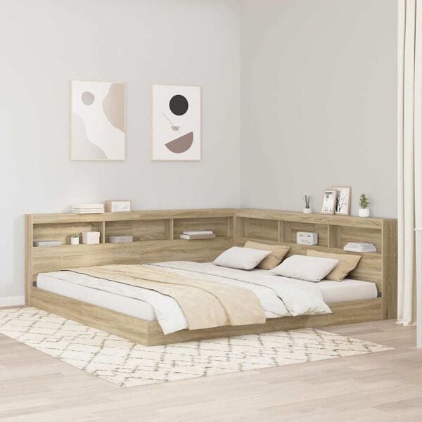 vidaXL Boekenkast Bed met plank Sonoma eiken 180 x 200 cm Bewerkt hout