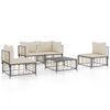 vidaXL 5-delige Loungeset met kussens poly rattan antracietkleurig
