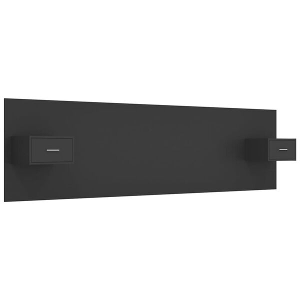 vidaXL Hoofdbord met kastjes bewerkt hout zwart