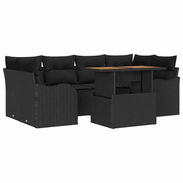 vidaXL Tuin Sofa Set met kussen 7 pcs Zwart