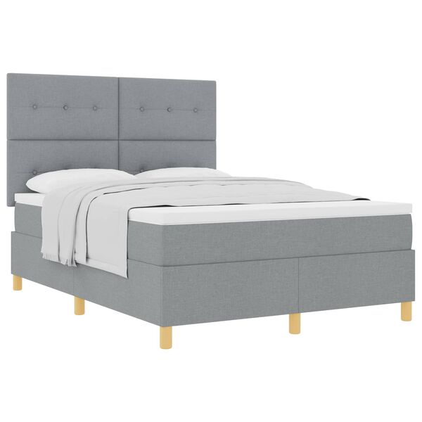 vidaXL Boxspringbed met matras Lichtgrijs 140 x 190 cm Stof