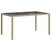 vidaXL Tuintafel 150x90x75 cm gehard glas en poly rattan beige