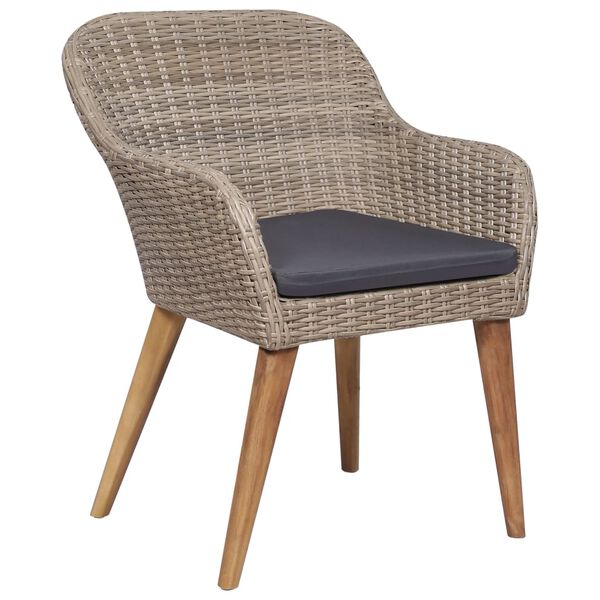 vidaXL 9-delige Tuinset met kussens poly rattan zwart