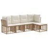 vidaXL Buiten bankenset met kussen 5 pcs Naturel Polyester