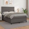vidaXL Boxspring met matras kunstleer grijs 140x190 cm