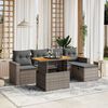 vidaXL 6-delige Loungeset met kussens poly rattan grijs