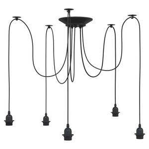 vidaXL Hanglamp met 5 lamphouders E27 metaal zwart