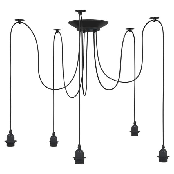 vidaXL Hanglamp met 5 lamphouders E27 metaal zwart