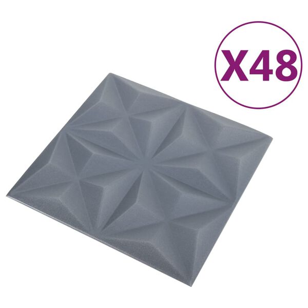 vidaXL 48 st Wandpanelen 3D origami 12 m&sup2; 50x50 cm grijs