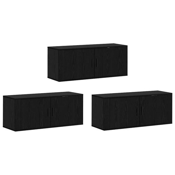 vidaXL Wandtv-kast Set 3 pcs Zwart Eiken 100 x 34,5 x 40 cm