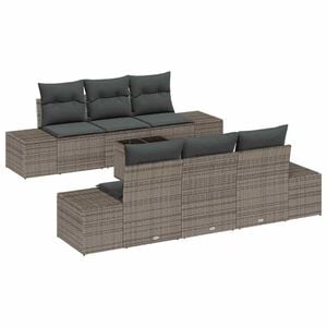 vidaXL Tuin Sofa Set met kussen met opslag 8 pcs Grijs poly rattan