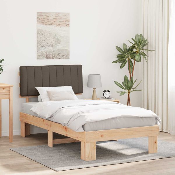 vidaXL Bedframe met Gevoerd Hoofdgedeelte Taupe 100 x 200 cm