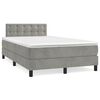 vidaXL Boxspring met matras fluweel lichtgrijs 120x200 cm
