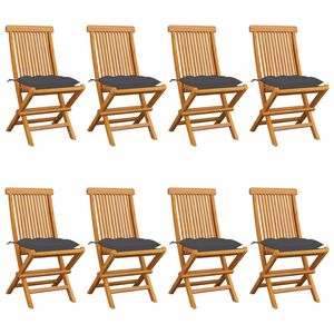 vidaXL Inklapbare stoelen 8 st met antracietkleurige kussens