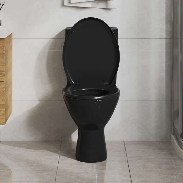 vidaXL Toiletbril soft-close met quick-release ontwerp zwart