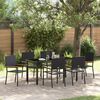 vidaXL Tuin eettafelset met kussen 7 pcs Zwart poly rattan