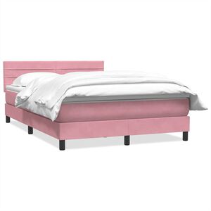 vidaXL Boxspring met matras fluweel roze 160x220 cm