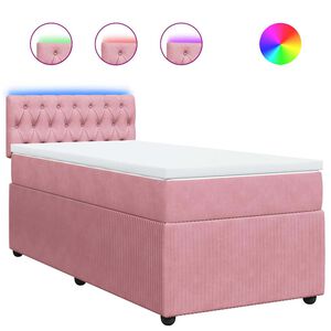 vidaXL Boxspring met matras fluweel roze 80x200 cm