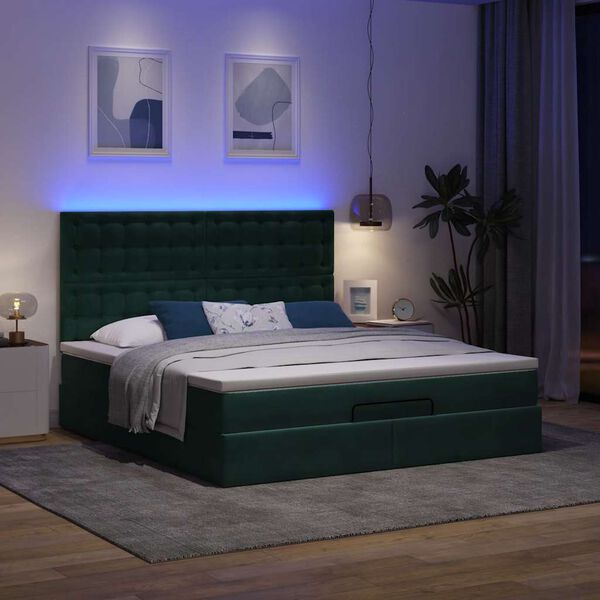 vidaXL Ottoman bed met matrassen en LED's 160x200cm fluweel