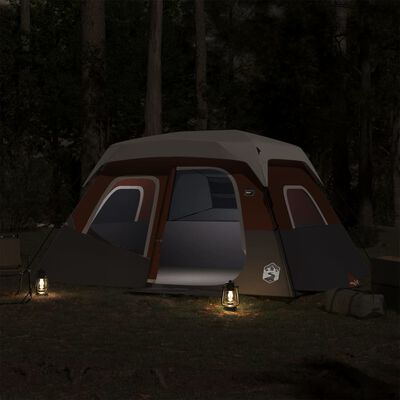 vidaXL Tent 6-persoons waterdicht met LED lichtgrijs en oranje