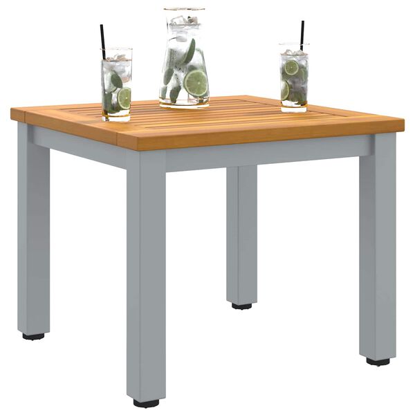 vidaXL Buiten Tafel Natuurlijk en Grijs 45 x 45 x 38 cm