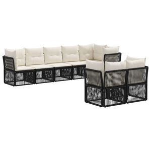 vidaXL Tuinbankenset 8 st 8-zits Zwart poly rattan